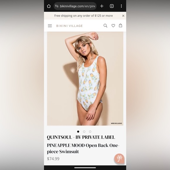 QUINTSOUL - BV PRIVATE LABEL PINEAPPLE MOOD Open Back One-piece Swimsuit SIZE M - Picture 9 of 10